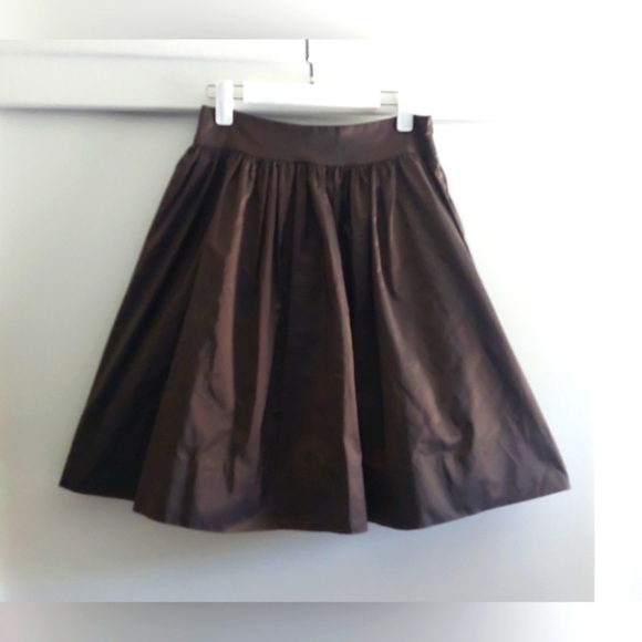 Trina Turk Silk Blend Chocolate Brown Satin Knee Length Skirt Sz 6 - Picture 1 of 10